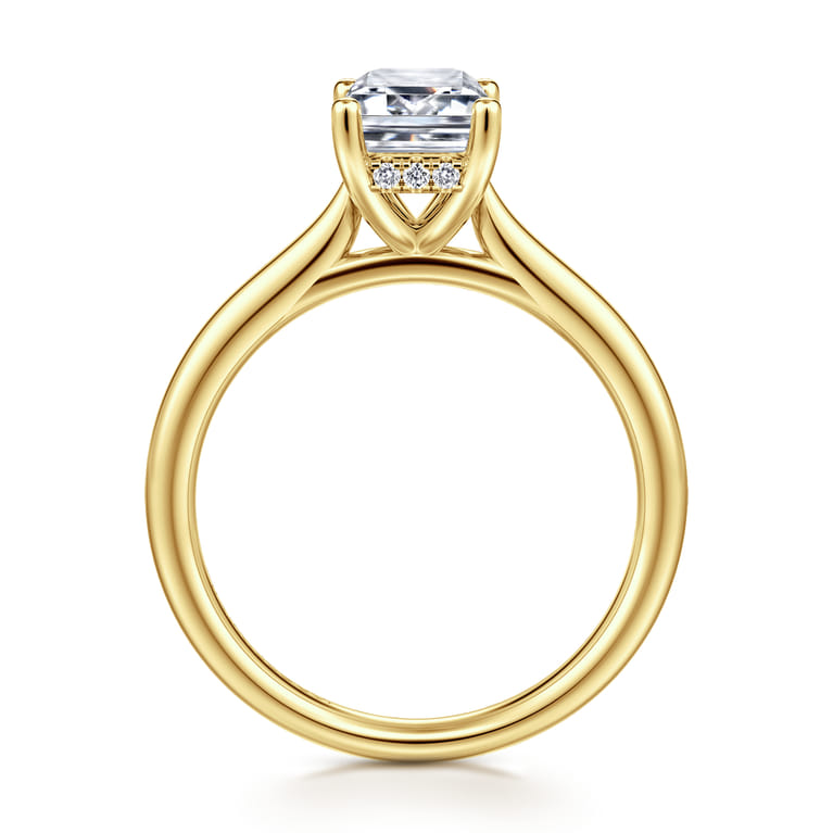 Azucena - 14K Yellow Gold Emerald Cut Solitaire Diamond Engagement Ring - 0.06 ct - Shot 2