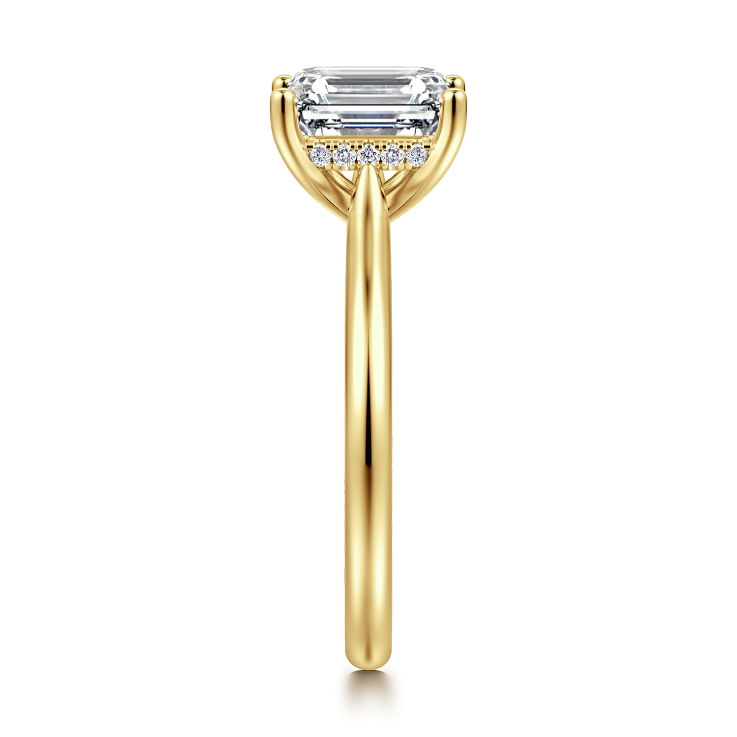 Azucena - 14K Yellow Gold Emerald Cut Solitaire Diamond Engagement Ring - 0.06 ct - Shot 4