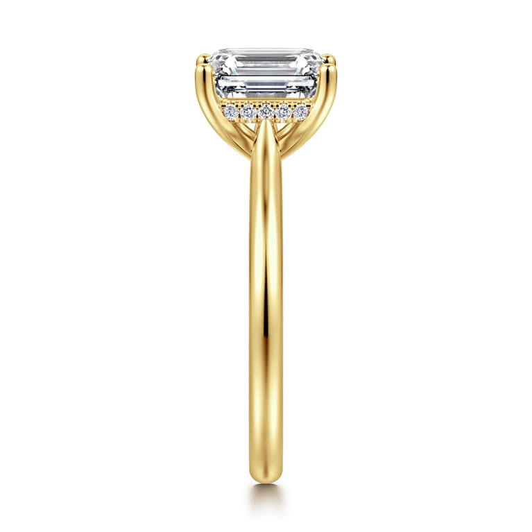 Azucena - 14K Yellow Gold Emerald Cut Solitaire Diamond Engagement Ring - 0.06 ct - Shot 4