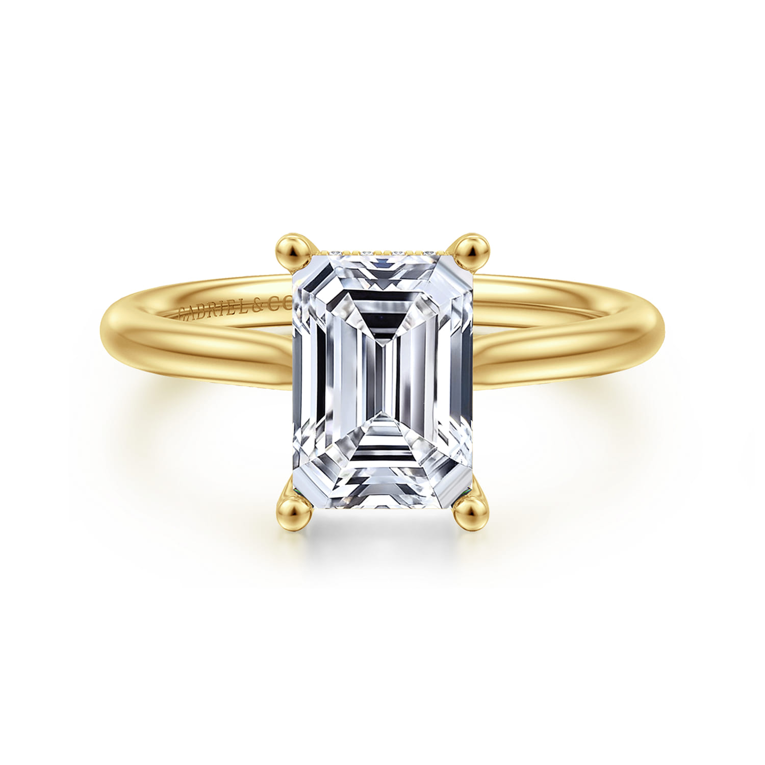 Azucena - 14K Yellow Gold Emerald Cut Solitaire Diamond Engagement Ring - 0.08 ct - Shot 1