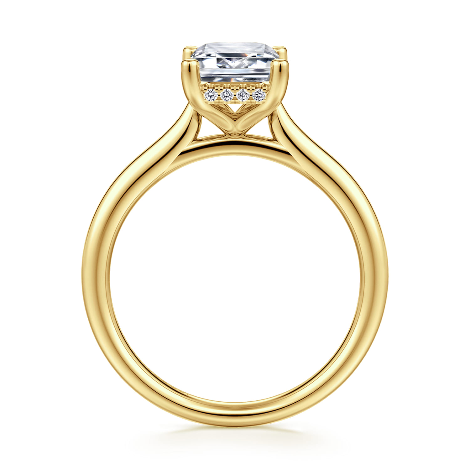 Azucena - 14K Yellow Gold Emerald Cut Solitaire Diamond Engagement Ring - 0.08 ct - Shot 2