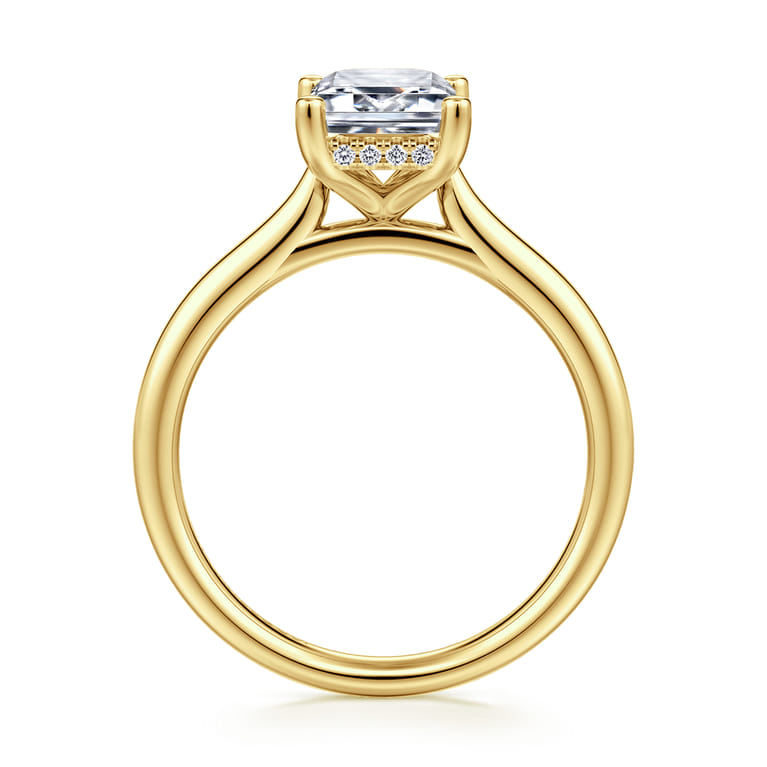Azucena - 14K Yellow Gold Emerald Cut Solitaire Diamond Engagement Ring - 0.08 ct - Shot 2