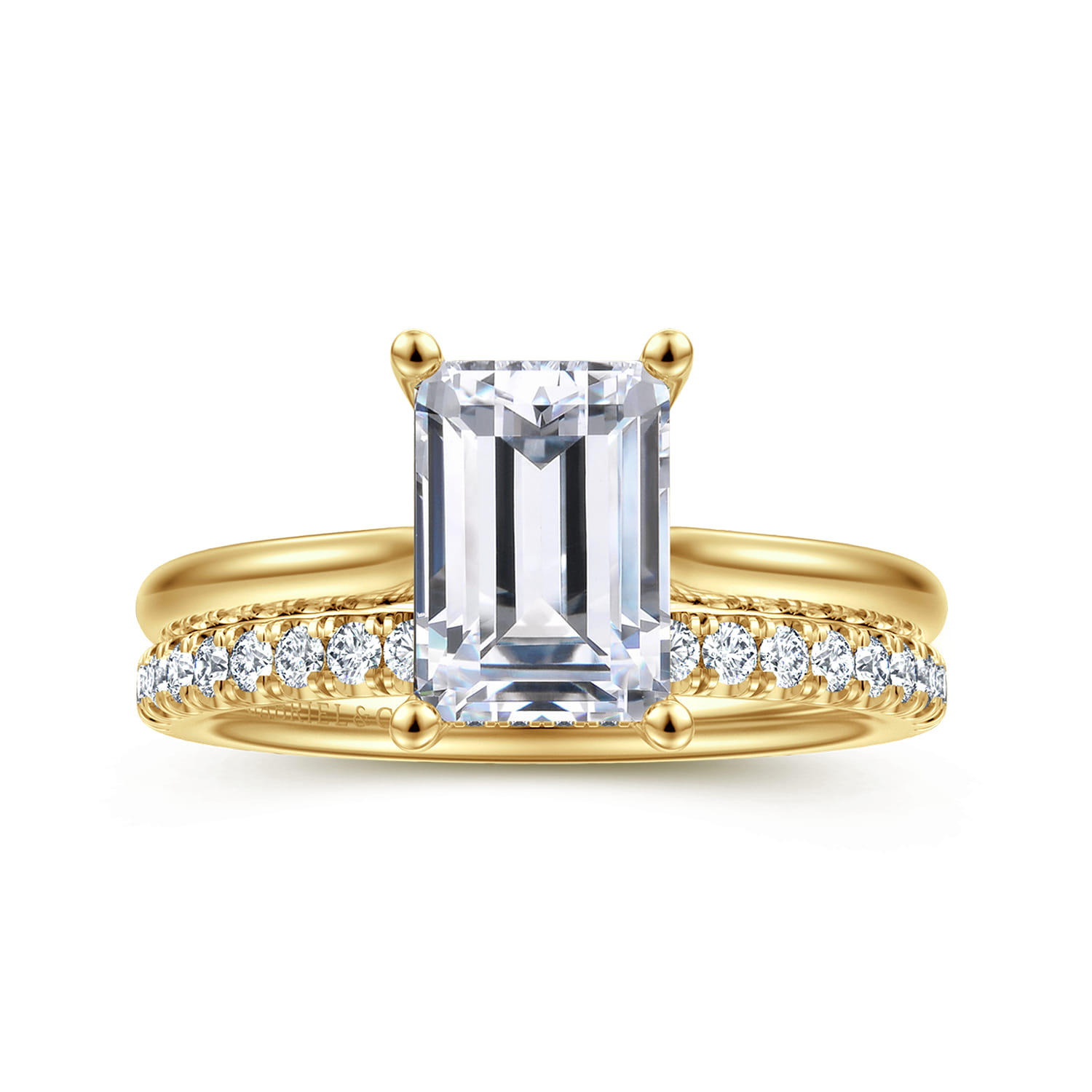 Azucena - 14K Yellow Gold Emerald Cut Solitaire Diamond Engagement Ring - 0.08 ct - Shot 4