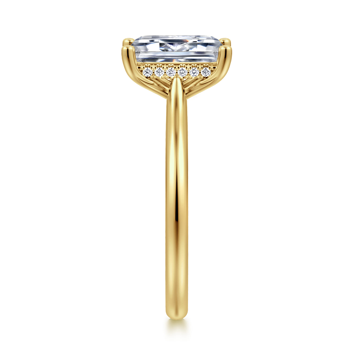 Azucena - 14K Yellow Gold Emerald Cut Solitaire Diamond Engagement Ring - 0.08 ct - Shot 5