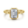 Giovana - 14K Yellow Gold Emerald Cut Bezel Set Diamond Engagement Ring