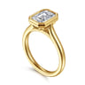 Giovana - 14K Yellow Gold Emerald Cut Bezel Set Diamond Engagement Ring