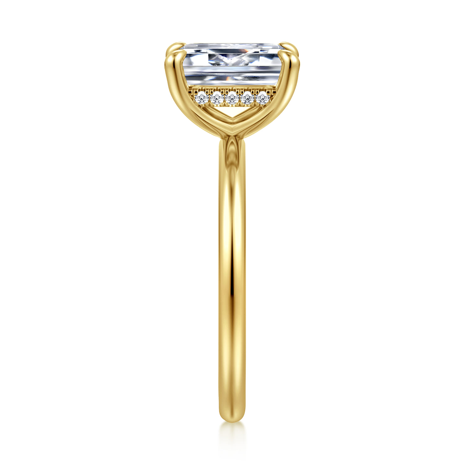 Anuk - 14K Yellow Gold Emerald Cut Diamond Engagement Ring - 0.06 ct - Shot 4