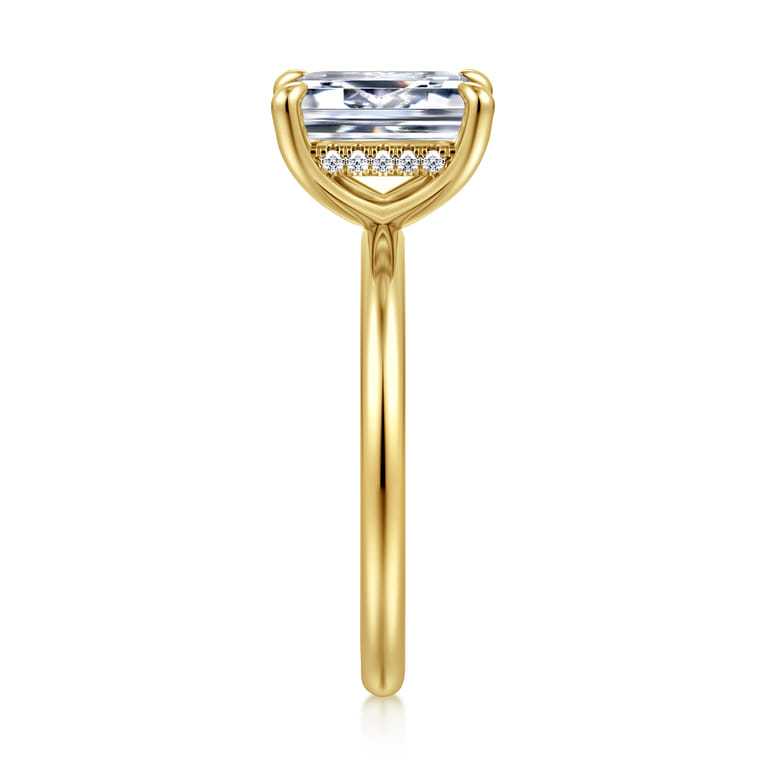 Anuk - 14K Yellow Gold Emerald Cut Diamond Engagement Ring - 0.06 ct - Shot 4