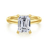 Peace - 14K Yellow Gold Emerald Cut Diamond Engagement Ring - 0.07 ct