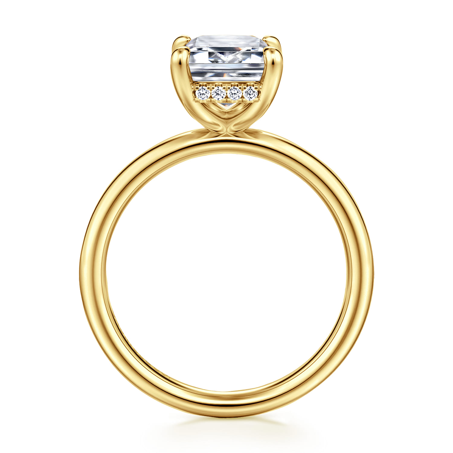 Peace - 14K Yellow Gold Emerald Cut Diamond Engagement Ring - 0.07 ct - Shot 2