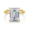 Peace - 14K Yellow Gold Emerald Cut Diamond Engagement Ring - 0.12 ct