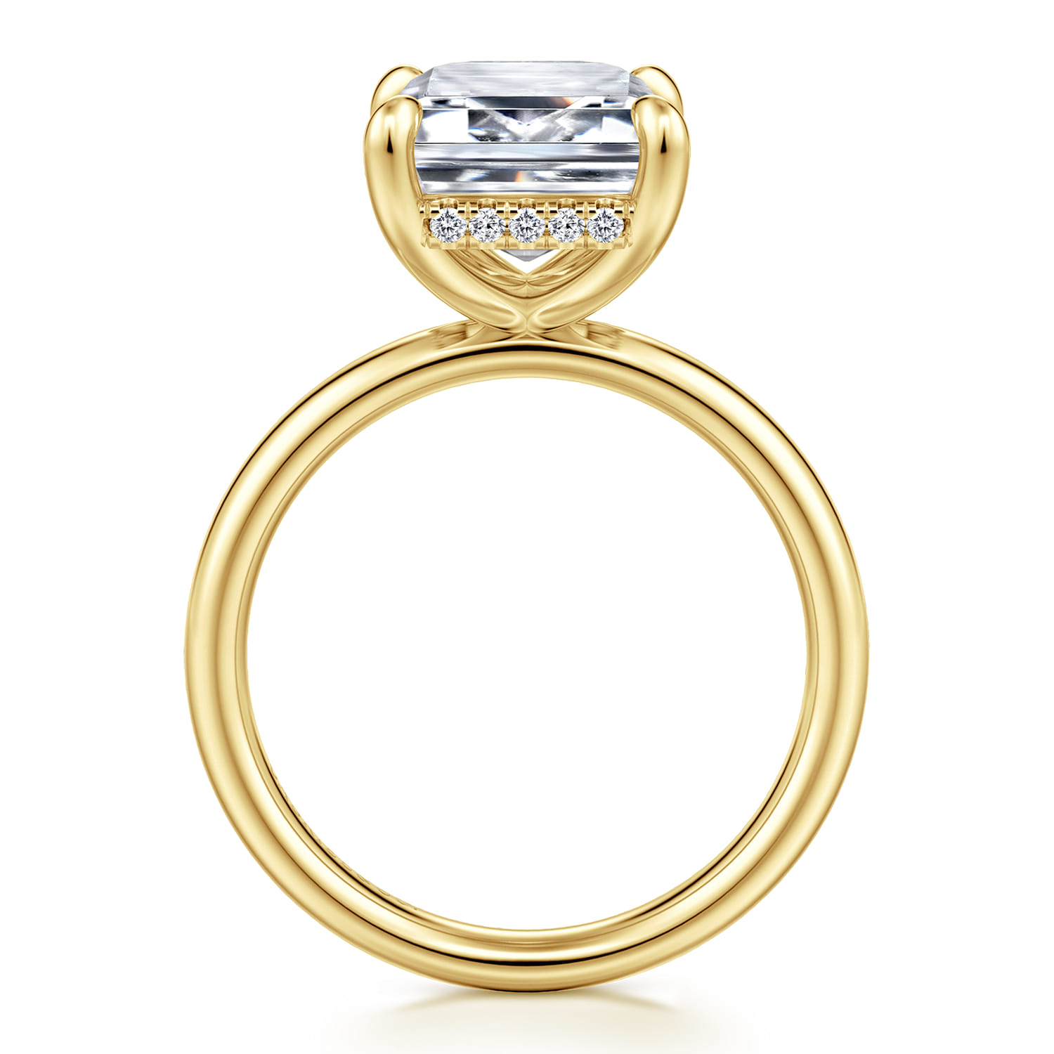 Peace - 14K Yellow Gold Emerald Cut Diamond Engagement Ring - 0.12 ct - Shot 2