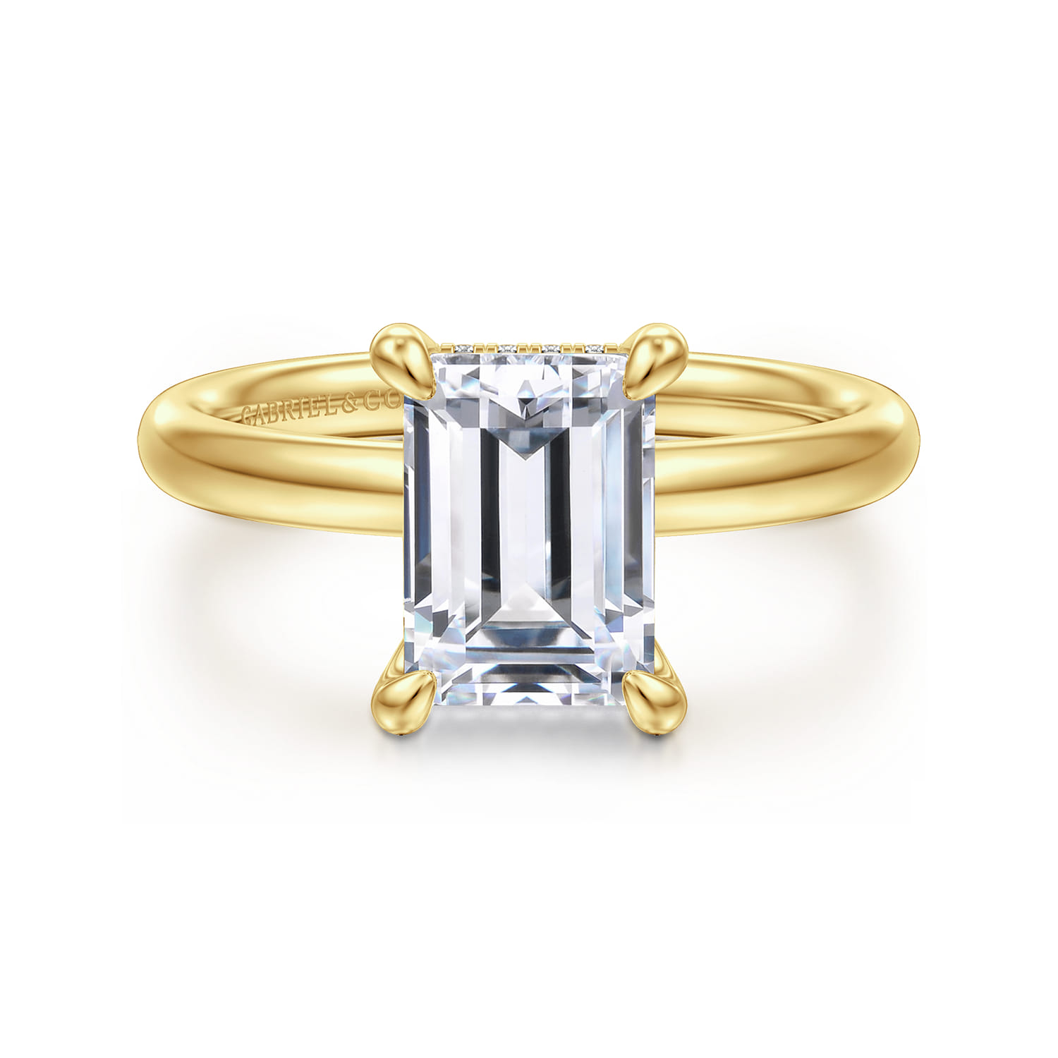 Peace - 14K Yellow Gold Emerald Cut Diamond Engagement Ring - 0.07 ct - Shot 1