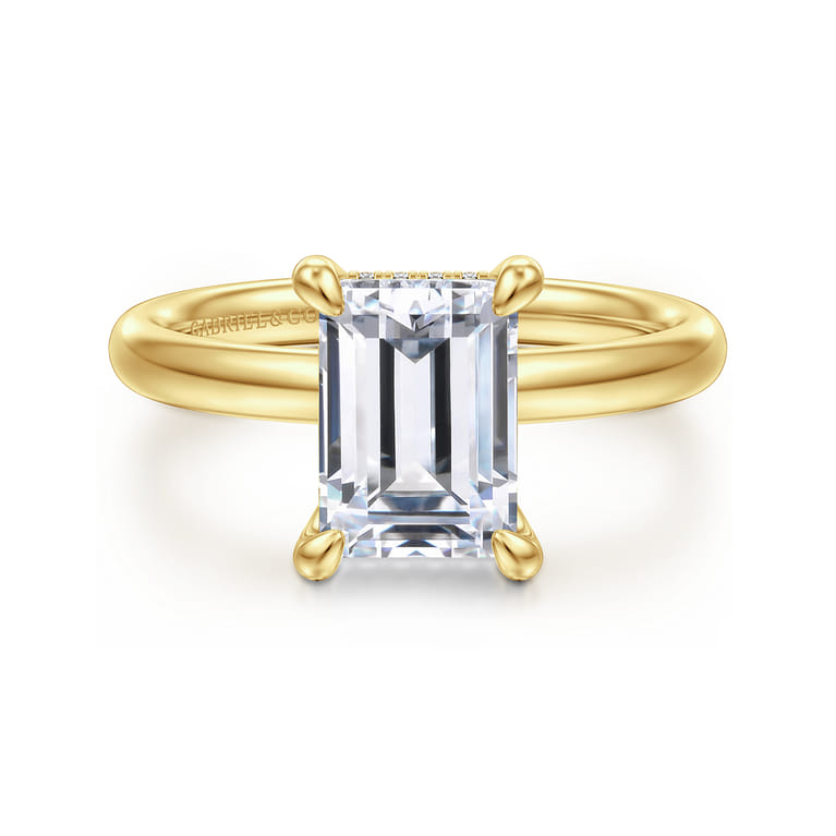 Peace - 14K Yellow Gold Emerald Cut Diamond Engagement Ring - 0.07 ct - Shot 1