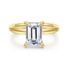 Peace - 14K Yellow Gold Emerald Cut Diamond Engagement Ring - 0.07 ct