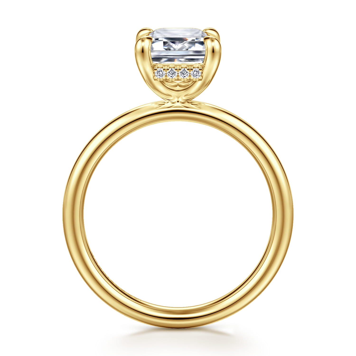 Peace - 14K Yellow Gold Emerald Cut Diamond Engagement Ring - 0.07 ct - Shot 2