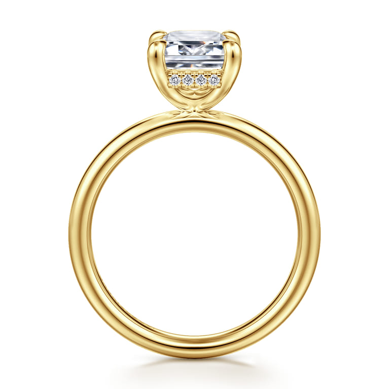 Peace - 14K Yellow Gold Emerald Cut Diamond Engagement Ring - 0.07 ct - Shot 2