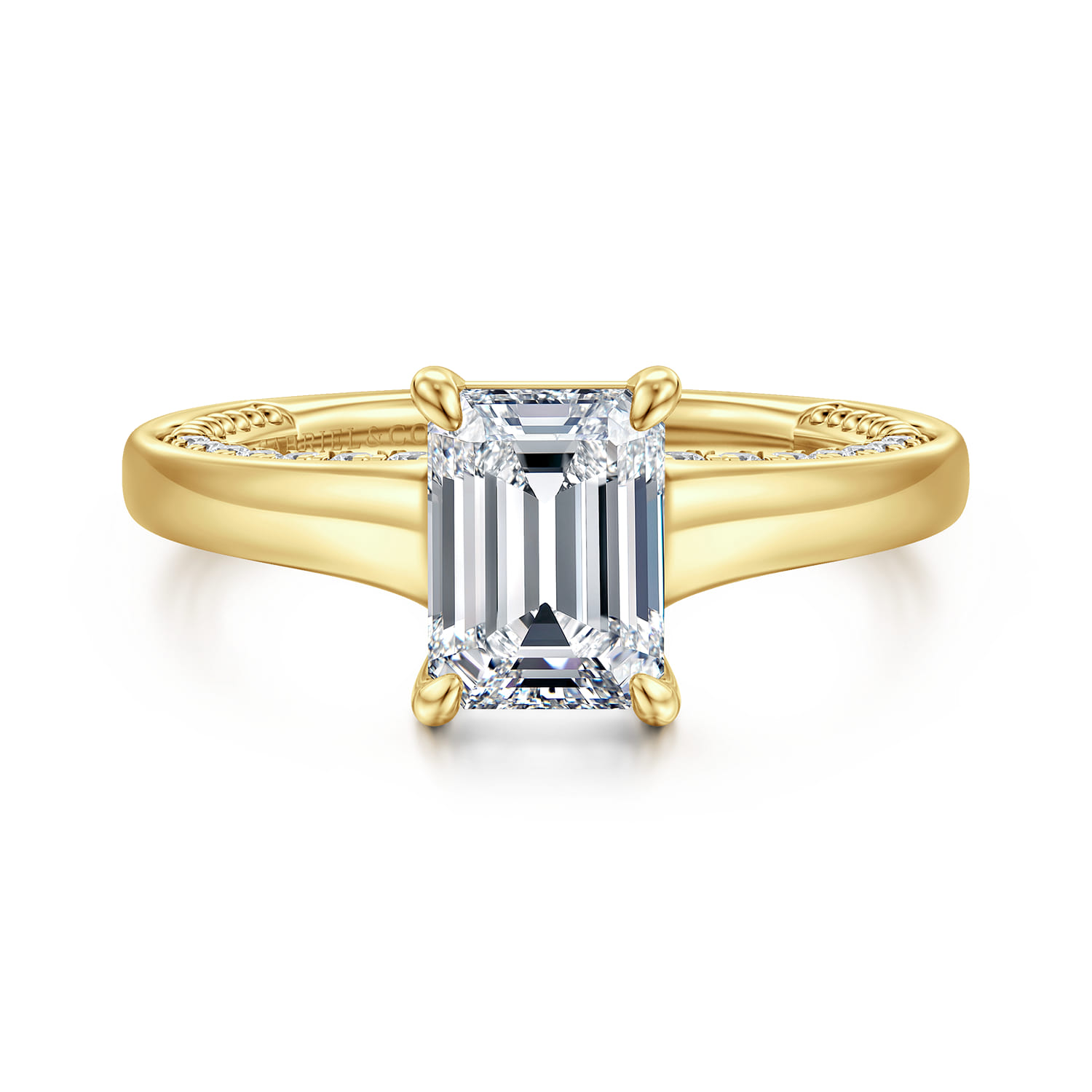 Rosey - 14K Yellow Gold Emerald Cut Diamond Engagement Ring - 0.35 ct - Shot 1