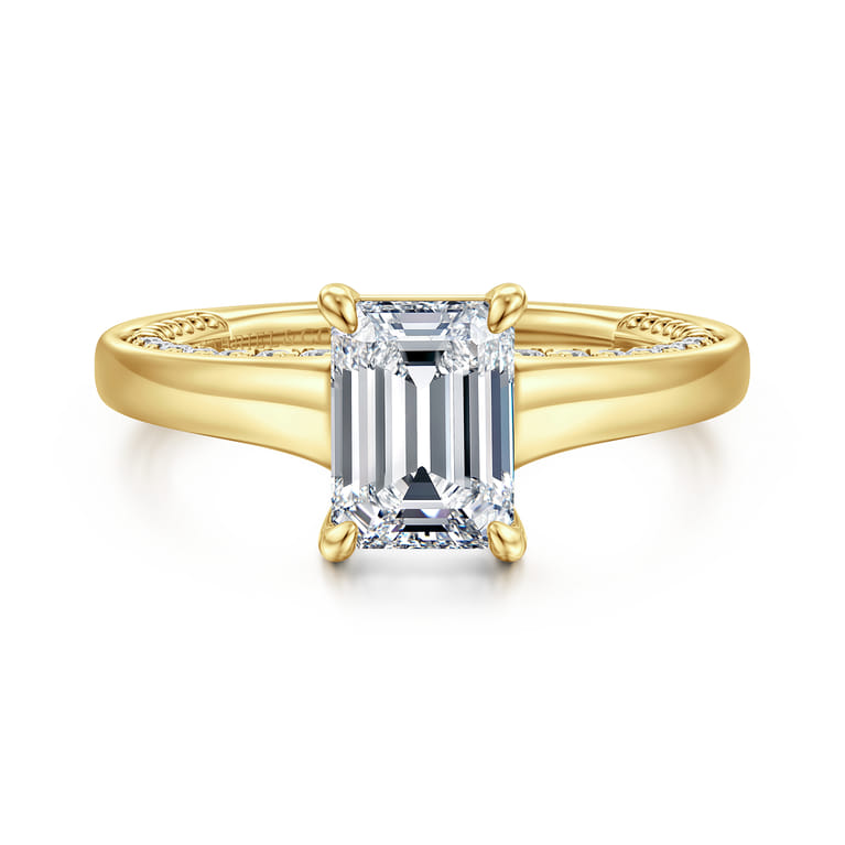Rosey - 14K Yellow Gold Emerald Cut Diamond Engagement Ring - 0.35 ct - Shot 1