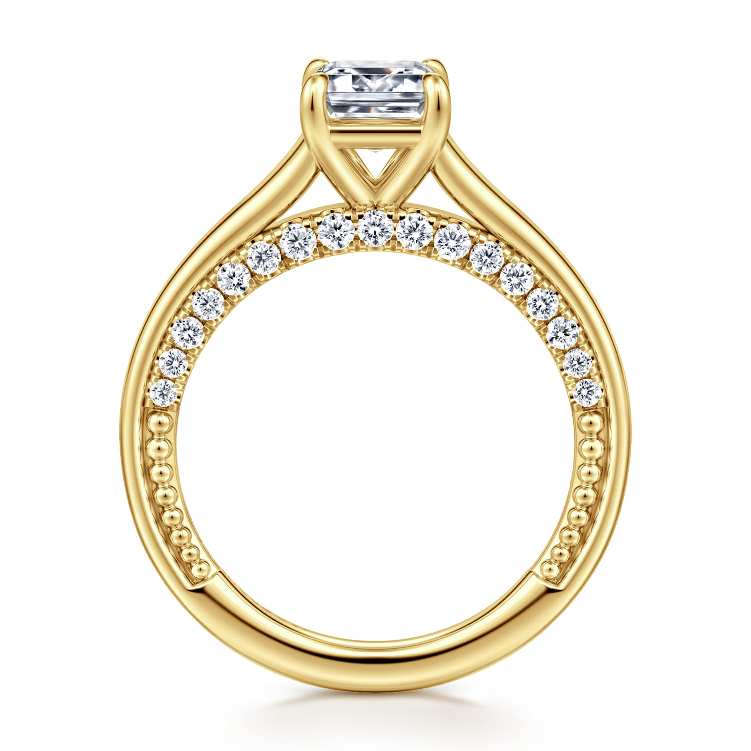 Rosey - 14K Yellow Gold Emerald Cut Diamond Engagement Ring - 0.35 ct - Shot 2