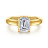 Villa - 14K Yellow Gold Half Bezel Emerald Cut Diamond Engagement Ring - 0.1 ct