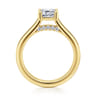 Villa - 14K Yellow Gold Half Bezel Emerald Cut Diamond Engagement Ring - 0.1 ct