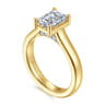 Villa - 14K Yellow Gold Half Bezel Emerald Cut Diamond Engagement Ring - 0.1 ct