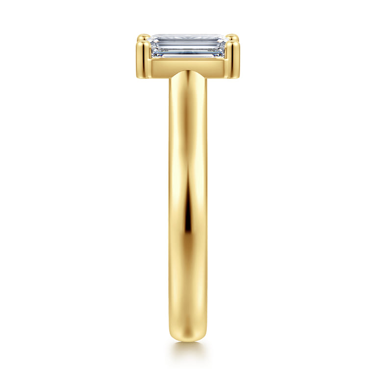 Villa - 14K Yellow Gold Half Bezel Emerald Cut Diamond Engagement Ring - 0.1 ct - Shot 4