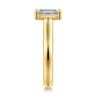 Villa - 14K Yellow Gold Half Bezel Emerald Cut Diamond Engagement Ring - 0.1 ct