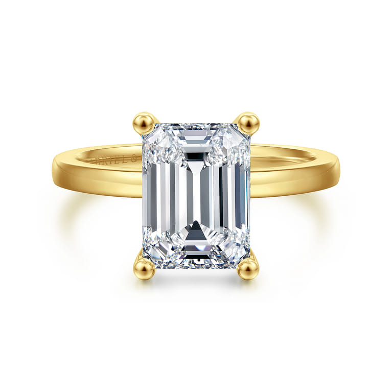 Paula - 14K Yellow Gold Emerald Cut Diamond Engagement Ring - Shot 1