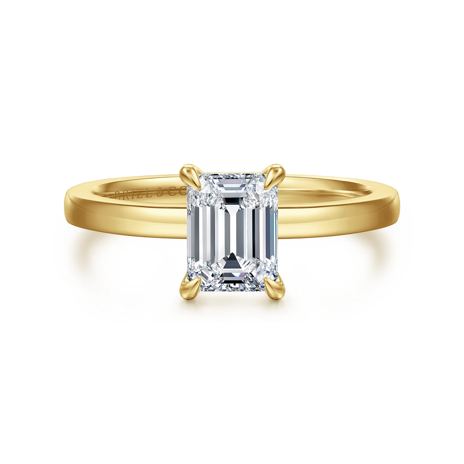 Paula - 14K Yellow Gold Emerald Cut Diamond Engagement Ring - Shot 1