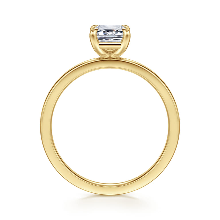 Paula - 14K Yellow Gold Emerald Cut Diamond Engagement Ring - Shot 2