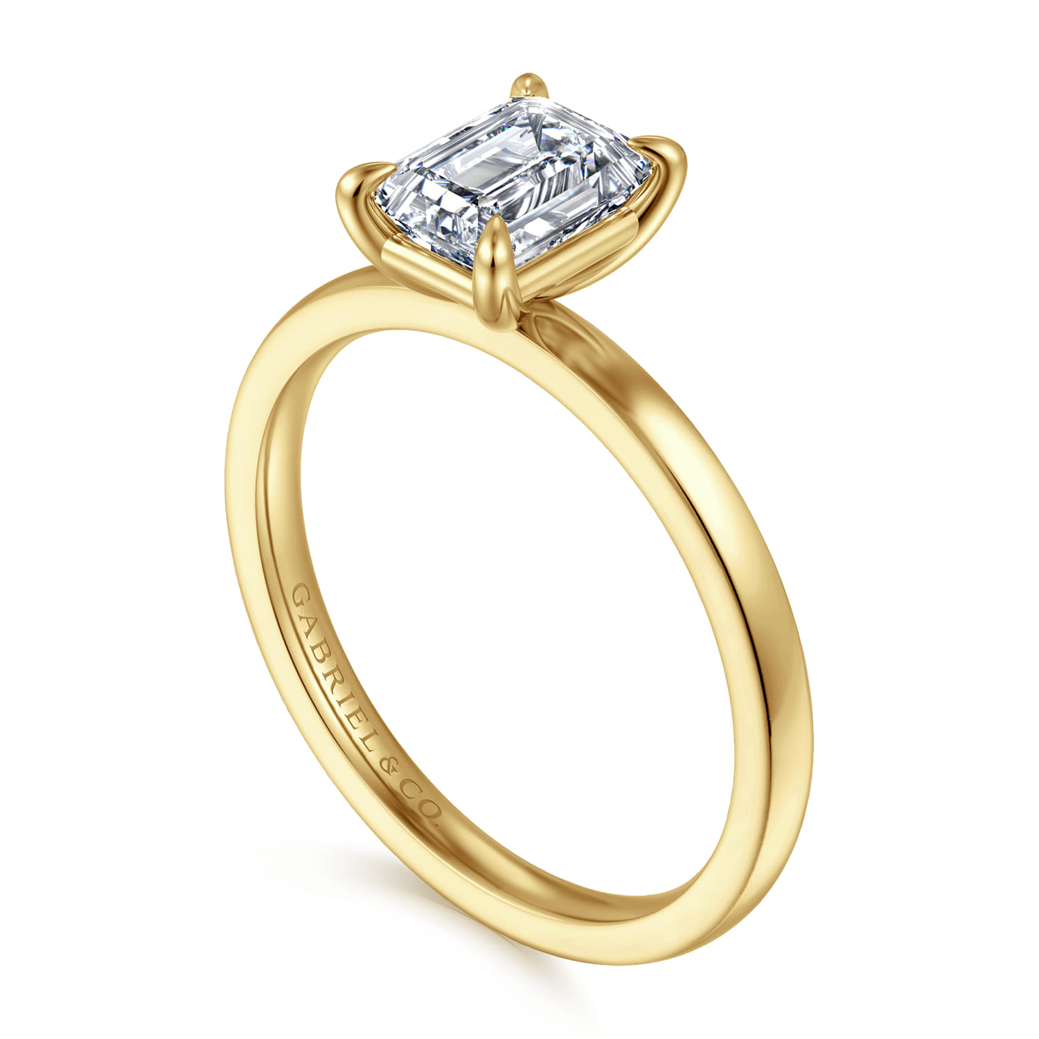 Paula - 14K Yellow Gold Emerald Cut Diamond Engagement Ring - Shot 3