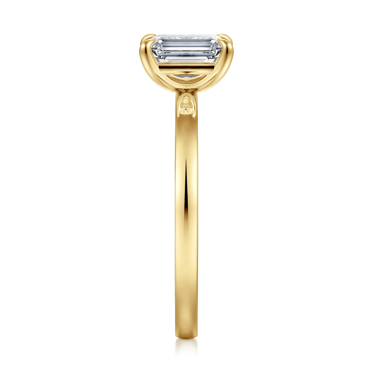 Paula - 14K Yellow Gold Emerald Cut Diamond Engagement Ring - Shot 4