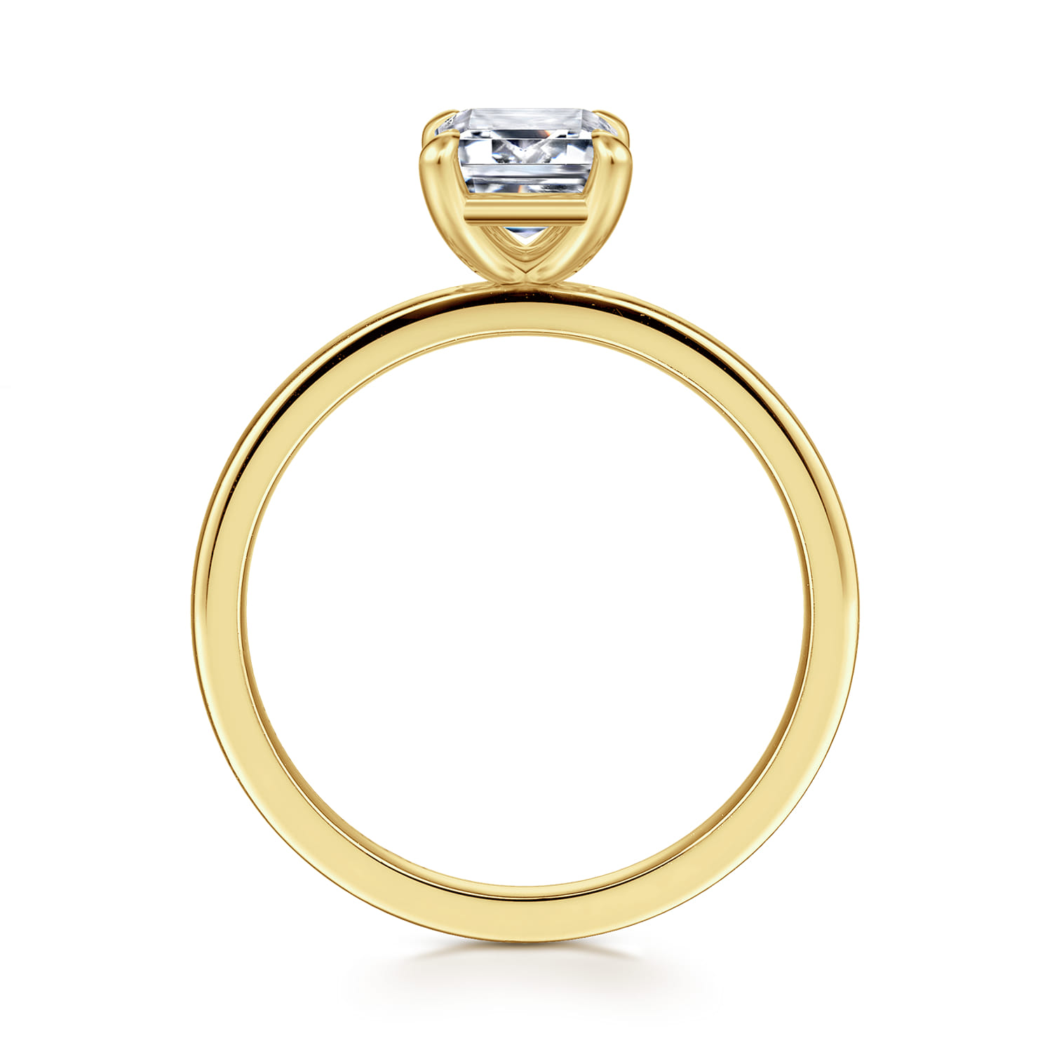 Paula - 14K Yellow Gold Emerald Cut Diamond Diamond Engagement Ring - Shot 2