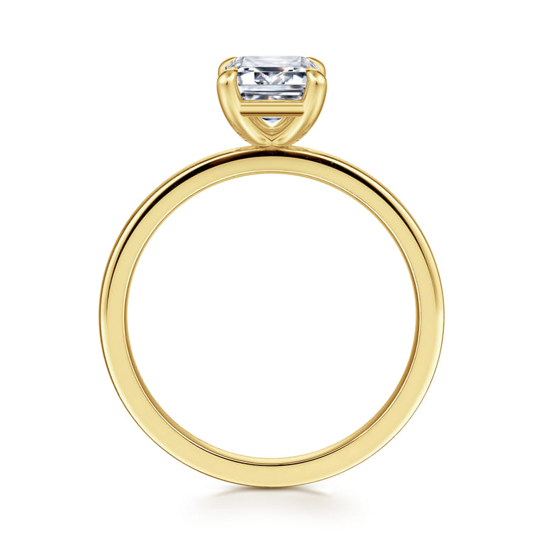 Paula - 14K Yellow Gold Emerald Cut Diamond Diamond Engagement Ring - Shot 2