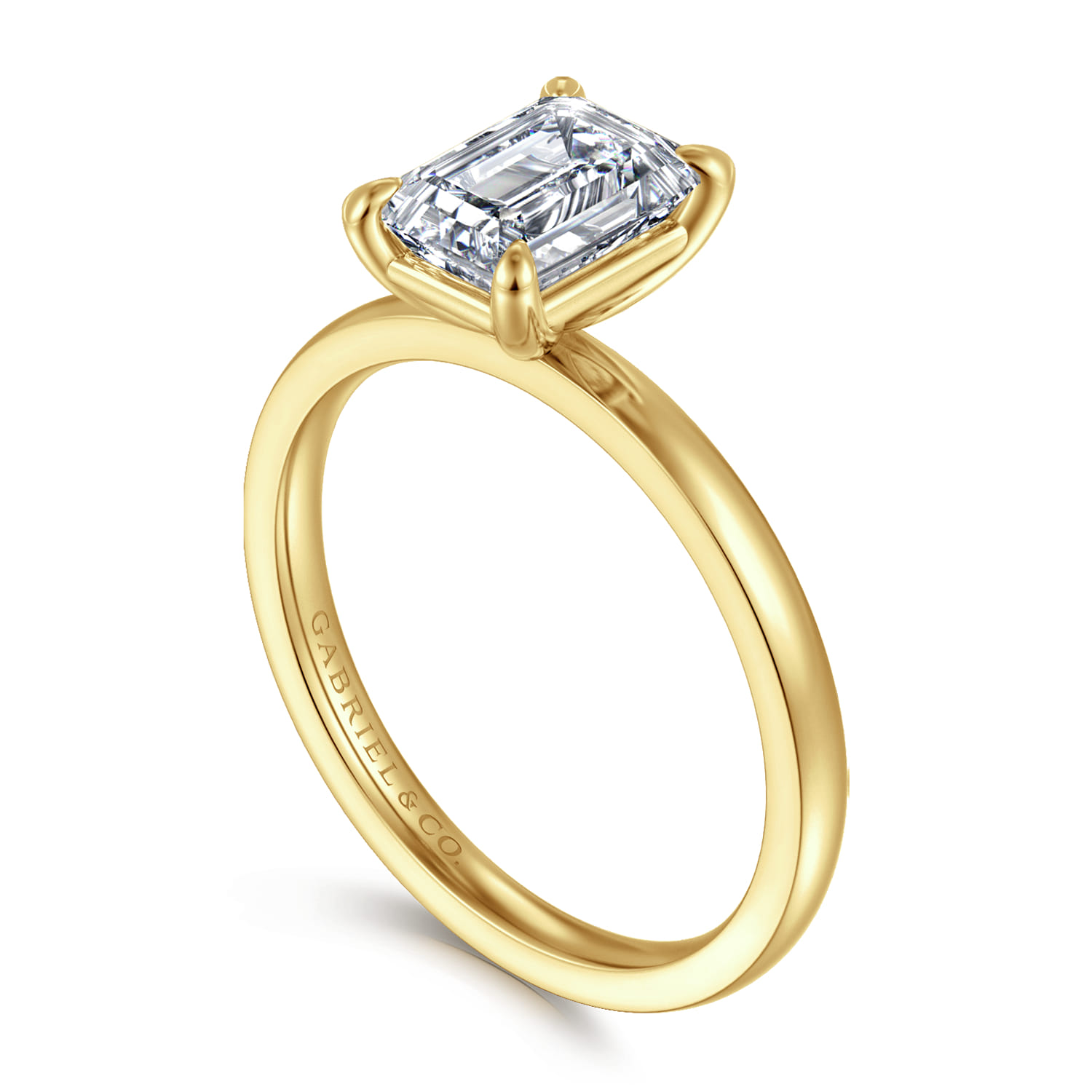 Paula - 14K Yellow Gold Emerald Cut Diamond Diamond Engagement Ring - Shot 3