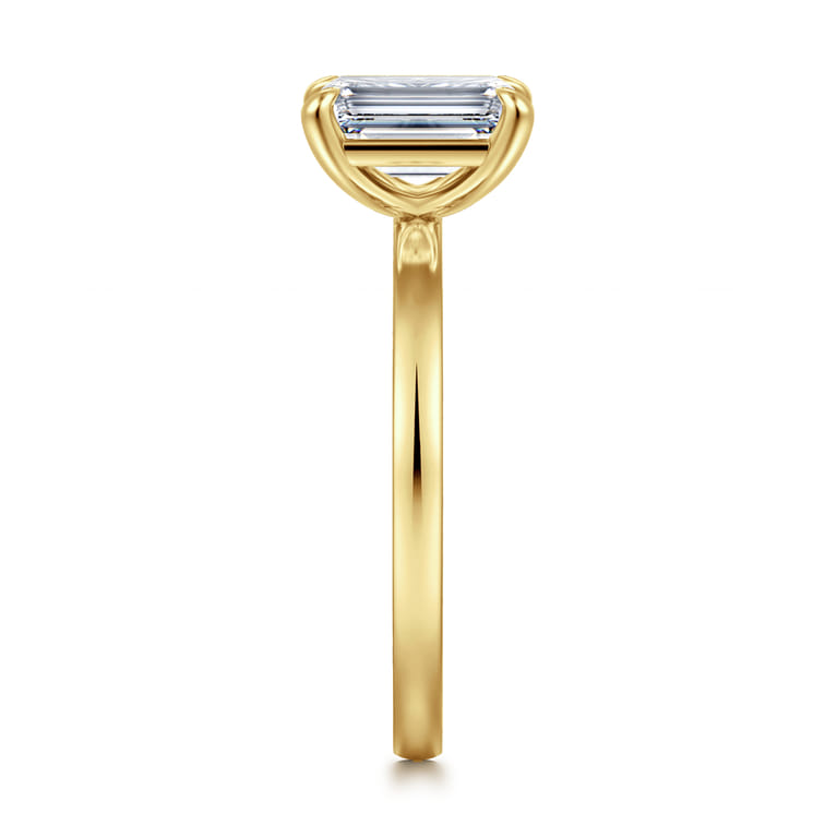 Paula - 14K Yellow Gold Emerald Cut Diamond Diamond Engagement Ring - Shot 5