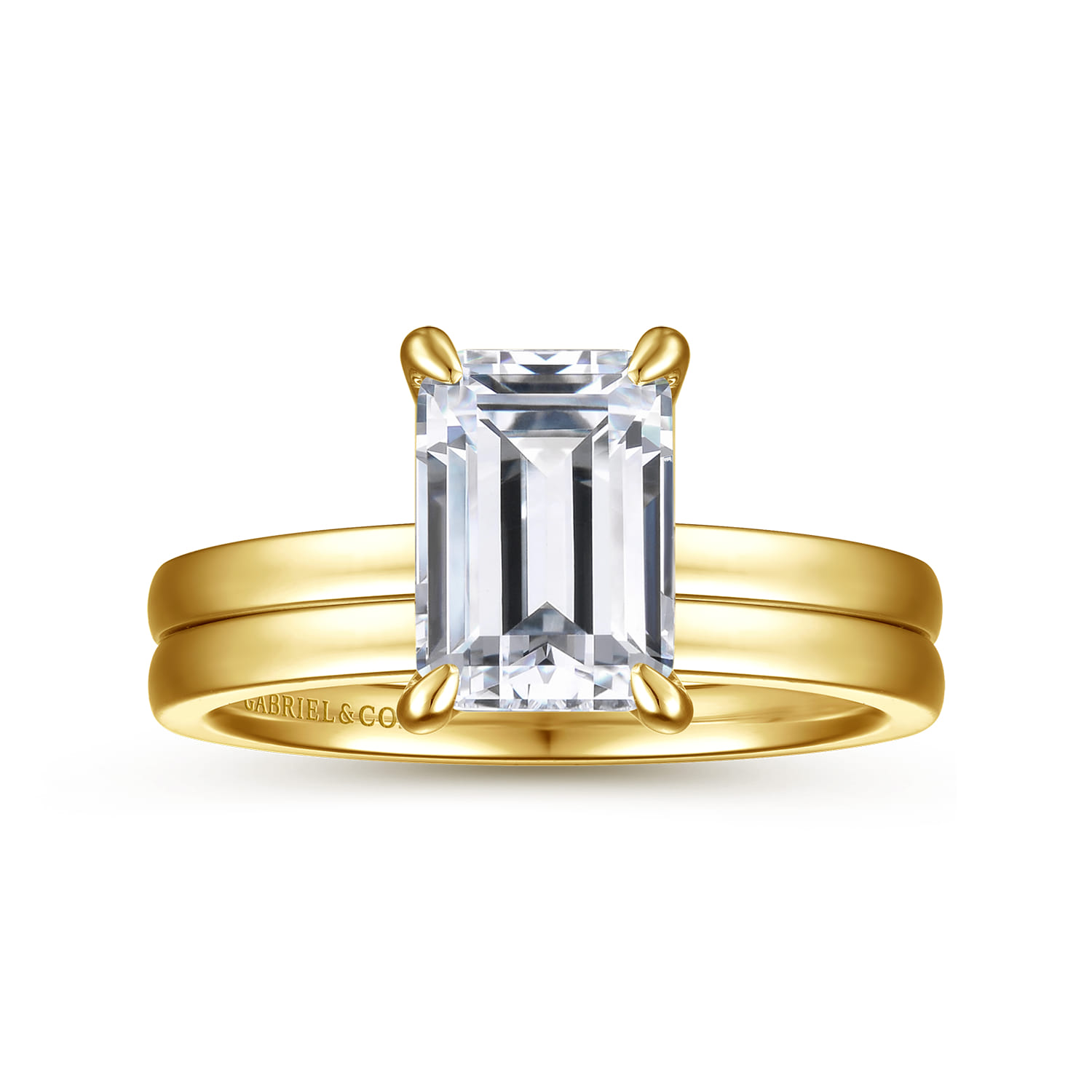 Paula - 14K Yellow Gold Emerald Cut Diamond Engagement Ring - Shot 4