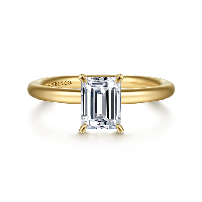 Lark - 14K Yellow Gold Emerald Cut Solitaire Engagement Ring - Shot 1