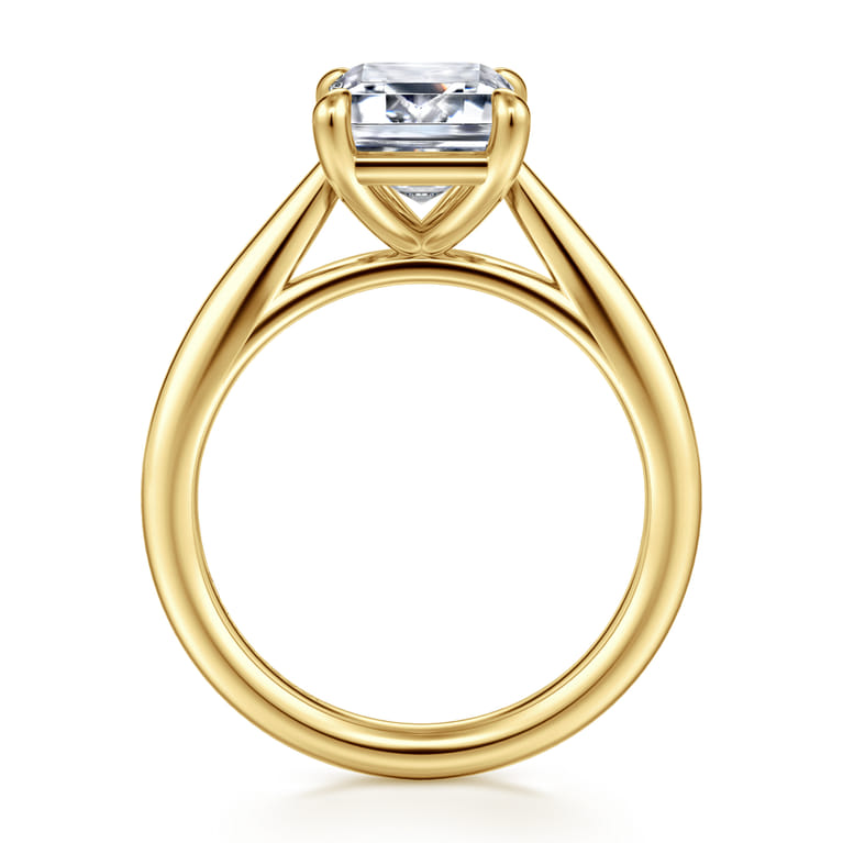 Bambi - 14K Yellow Gold Emerald Cut Solitaire Diamond Engagement Ring - Shot 2