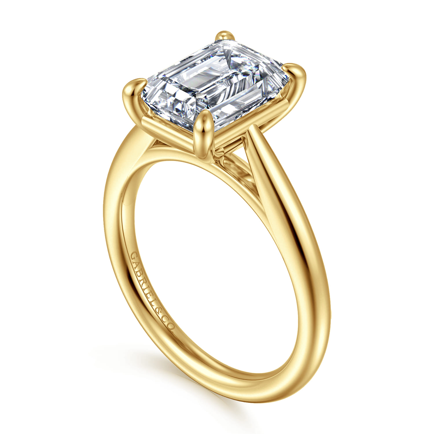 Bambi - 14K Yellow Gold Emerald Cut Solitaire Diamond Engagement Ring - Shot 3