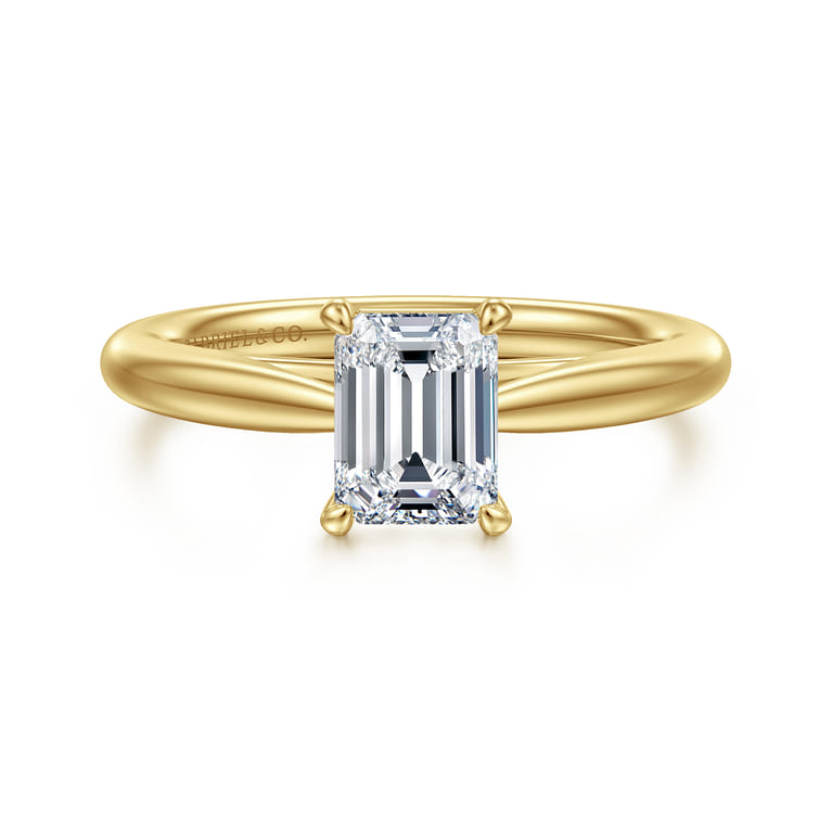 Bambi - 14K Yellow Gold Emerald Cut Diamond Engagement Ring - Shot 1