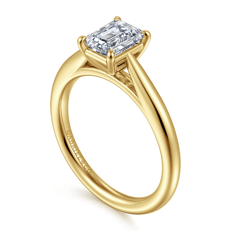 Bambi - 14K Yellow Gold Emerald Cut Diamond Engagement Ring - Shot 3