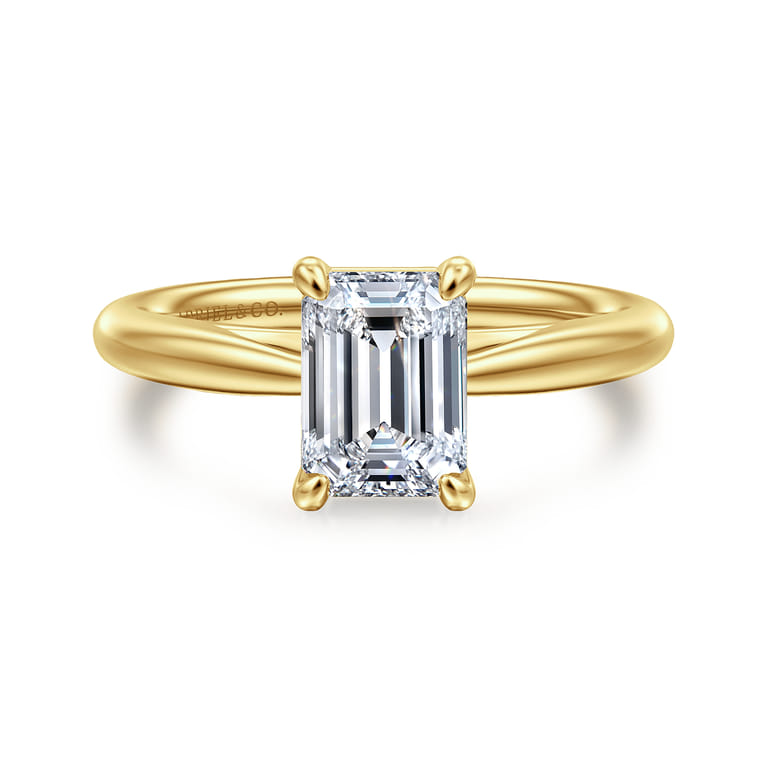 Bambi - 14K Yellow Gold Emerald Cut Diamond Engagement Ring - Shot 1