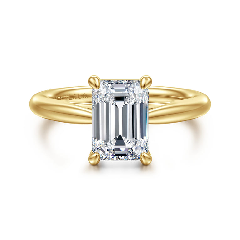 Bambi - 14K Yellow Gold Emerald Cut Solitaire Diamond Engagement Ring - Shot 1