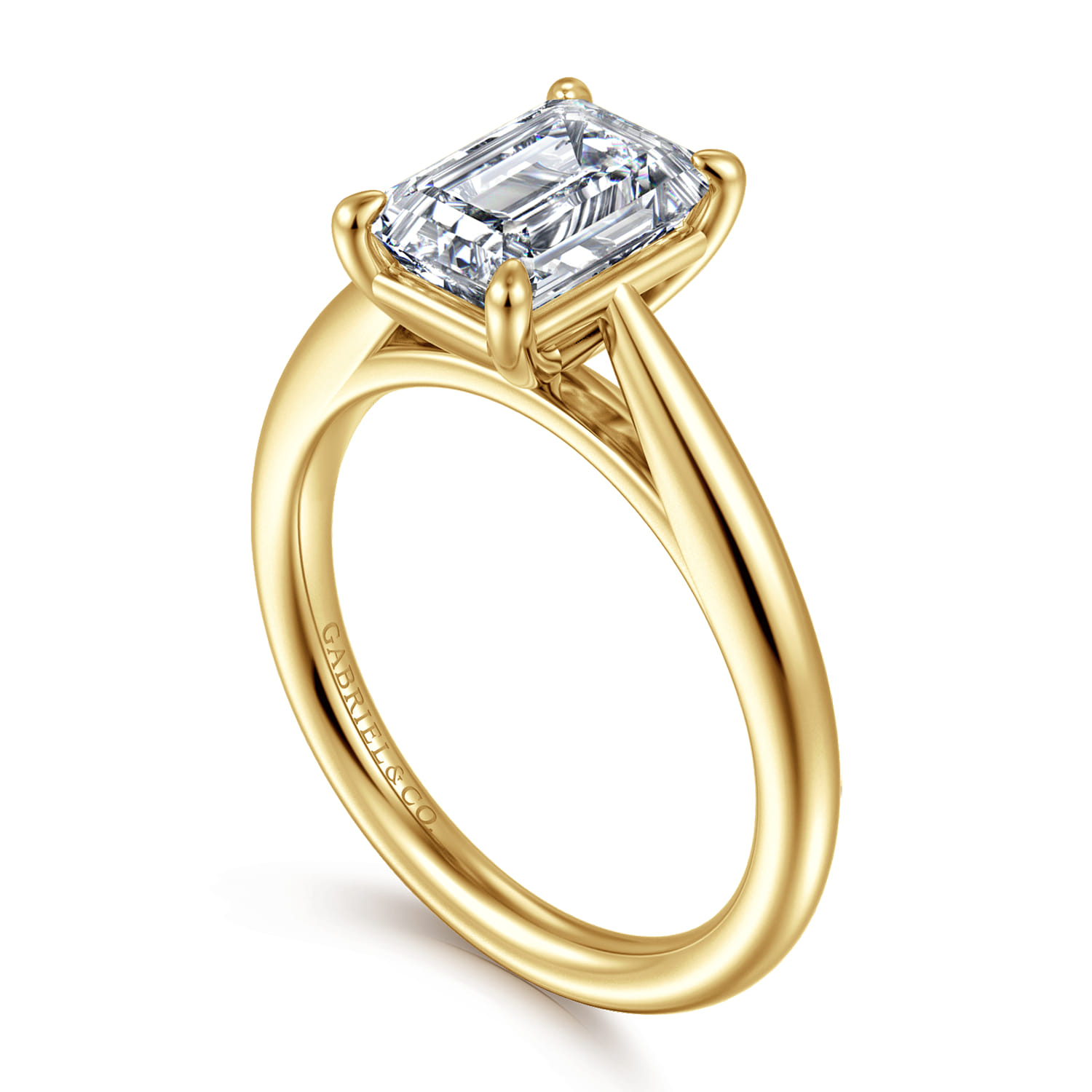 Bambi - 14K Yellow Gold Emerald Cut Solitaire Diamond Engagement Ring - Shot 3