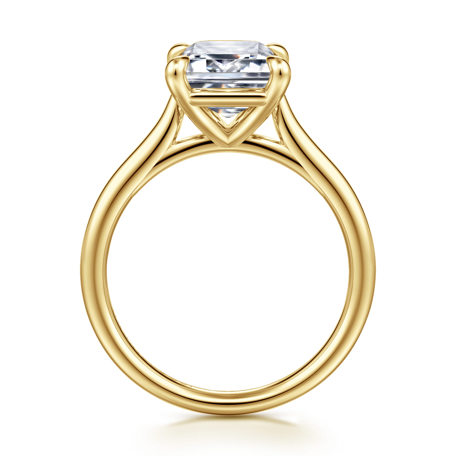 Anne - 14K Yellow Gold Emerald Cut Solitaire Diamond Engagement Ring - Shot 2