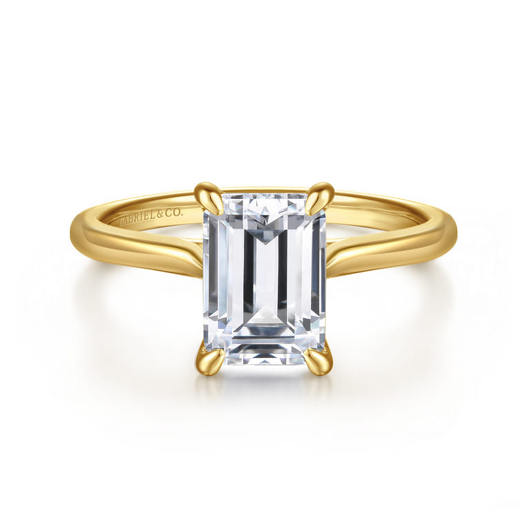 Anne - 14K Yellow Gold Emerald Cut Solitaire Diamond Engagement Ring - Shot 1