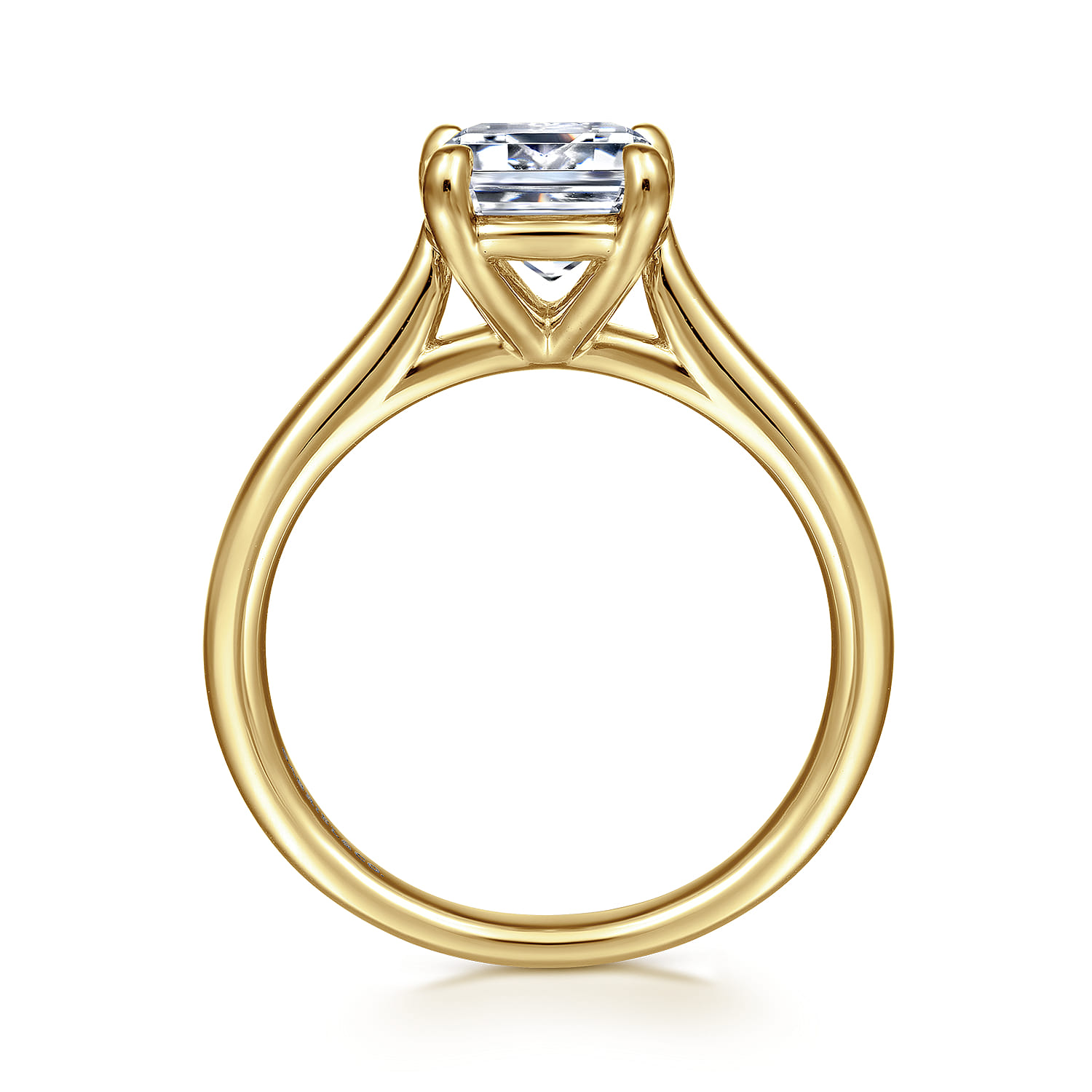 Anne - 14K Yellow Gold Emerald Cut Solitaire Diamond Engagement Ring - Shot 2